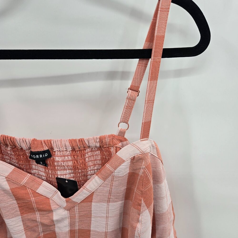 Torrid Orange Seersucker Sweetheart Neckline Smocked Back Crop Top 3X 22/24 - Picture 6 of 9